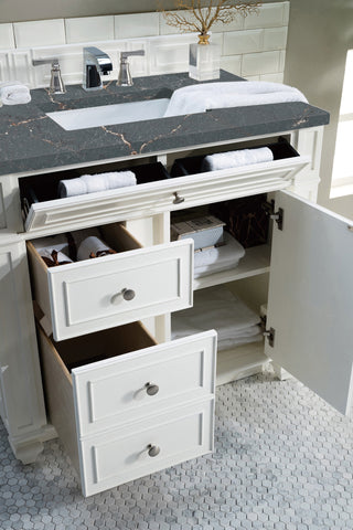 36 Inch Bristol Freestanding Vanity in Bright White / Parisien Bleu Top
