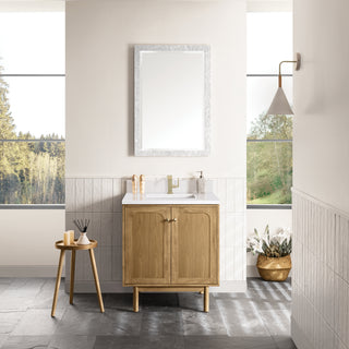 30 Inch Laurent Dual Mount Vanity in Light Natural Oak / White Zeus Top