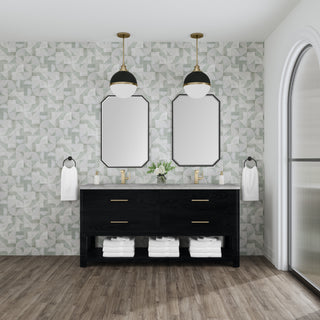 72 Inch Lucian Freestanding Vanity in Carbon Oak / Victorian Silver Top