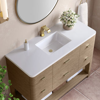 48 Inch Lucian Freestanding Vanity in Pebble Oak / White Zeus Top