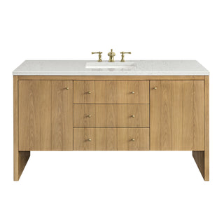 60 Inch Hudson Freestanding Vanity in Light Natural Oak / Lime Delight Top