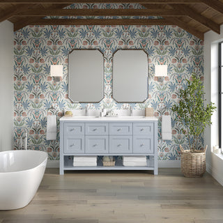 60 Inch Breckenridge Freestanding Vanity in Serenity Blue / White Zeus Top