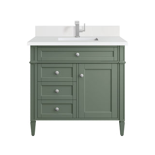 36 Inch Brittany Freestanding Vanity in Smokey Celadon / White Zeus Top
