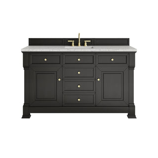 60 Inch Brookfield Freestanding Vanity in Black Onyx / Eternal Jasmine Pearl Top