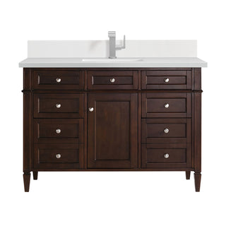 48 Inch Brittany Freestanding Vanity in Burnished Mahogany / White Zeus Top