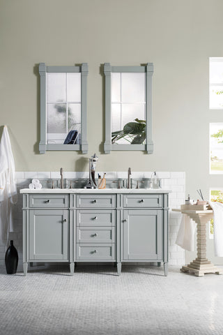 60 Inch Brittany Freestanding Vanity in Urban Gray / Ethereal Noctis Top