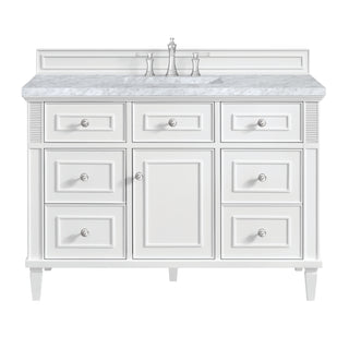 48 Inch Lorelai Freestanding Vanity in Bright White / Carrara White Top
