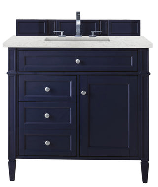 36 Inch Brittany Freestanding Vanity in Victory Blue / Eternal Jasmine Pearl Top