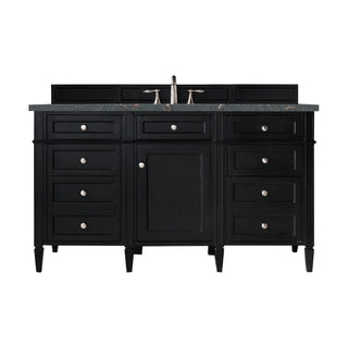 60 Inch Brittany Freestanding Vanity in Black Onyx / Parisien Bleu Top