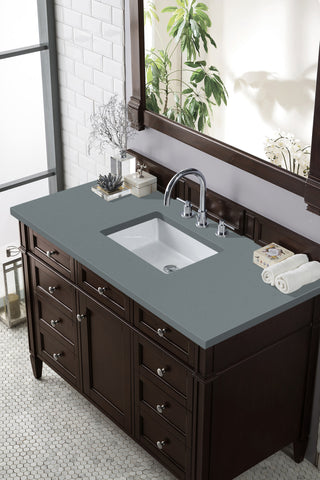 48 Inch Brittany Freestanding Vanity in Burnished Mahogany / Cala Blue Top