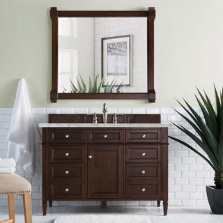 48 Inch Brittany Freestanding Vanity in Burnished Mahogany / Victorian Silver Top