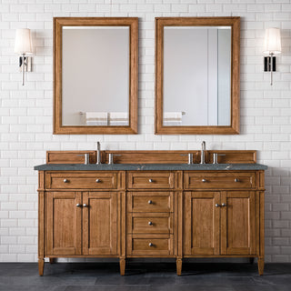72 Inch Brittany Freestanding Vanity in Saddle Brown / Parisien Bleu Top
