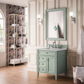 30 Inch Brittany Freestanding Vanity in Sage Green / Victorian Silver Top
