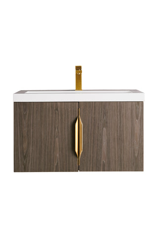 31.5 Inch Columbia Floating Vanity in Ash Gray / White Glossy Top