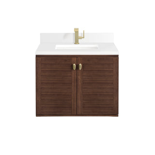 30 Inch Amberly Dual Mount Vanity in Mid-Century Walnut / White Zeus Top