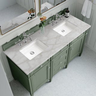 60 Inch Brittany Freestanding Vanity in Smokey Celadon / Victorian Silver Top