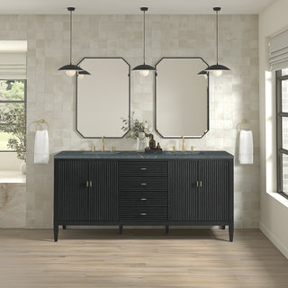 72 Inch Myrrin Freestanding Vanity in Carbon Oak / Parisien Bleu Top