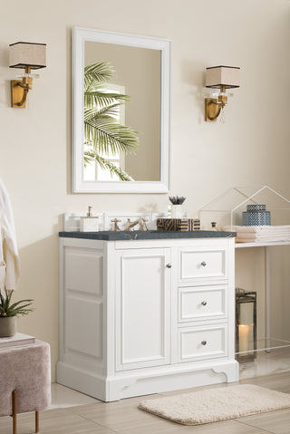 37.25 Inch De Soto Freestanding Vanity in Bright White / Parisien Bleu Top