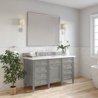 60 Inch Brittany Freestanding Vanity in Urban Gray / White Zeus Top