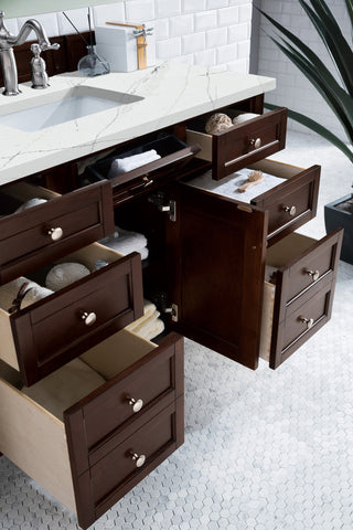 48 Inch Brittany Freestanding Vanity in Burnished Mahogany / Ethereal Noctis Top