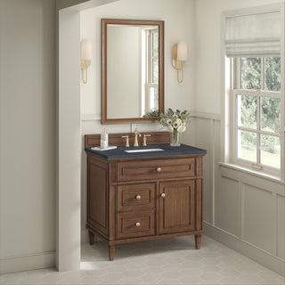 36 Inch Lorelai Freestanding Vanity in Mid-Century Walnut / Charcoal Soapstone Top