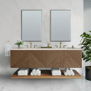 72 Inch Marcello Floating Vanity in Chestnut / Eternal Marfil Top