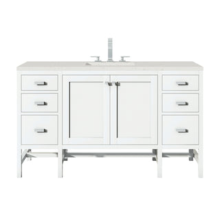 60 Inch Addison Freestanding Vanity in Glossy White / Lime Delight Top