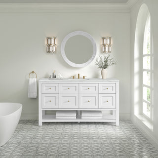 60 Inch Breckenridge Freestanding Vanity in Bright White / Ethereal Noctis Top