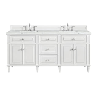 72 Inch Lorelai Freestanding Vanity in Bright White / Ethereal Noctis Top