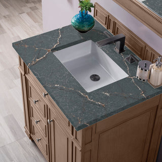 30 Inch Bristol Freestanding Vanity in Whitewashed Walnut / Parisien Bleu Top