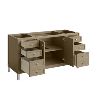 60 Inch Chicago Freestanding Vanity in Walnut Whisper / White Zeus Top