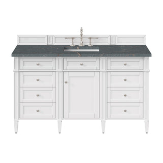 60 Inch Brittany Freestanding Vanity in Bright White / Parisien Bleu Top
