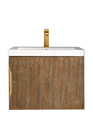 23.625 Inch Columbia Floating Vanity in Latte Oak / White Glossy Top