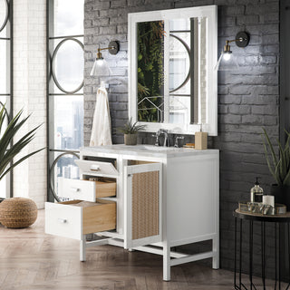 36 Inch Addison Freestanding Vanity in Glossy White / Victorian Silver Top