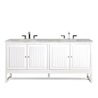 72 Inch Athens Dual Mount Vanity in Glossy White / Victorian Silver Top