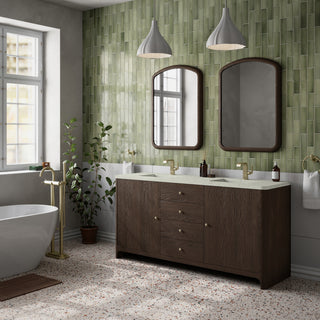 72 Inch Gracyn Freestanding Vanity in Sable / Victorian Silver Top