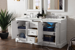 73.25 Inch De Soto Freestanding Vanity in Bright White / Eternal Jasmine Pearl Top