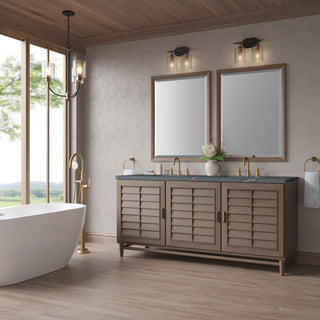 72 Inch Portland Freestanding Vanity in Whitewashed Walnut / Parisien Bleu Top