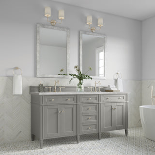 72 Inch Brittany Freestanding Vanity in Urban Gray / Victorian Silver Top