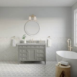 48 Inch Brittany Freestanding Vanity in Urban Gray / Victorian Silver Top