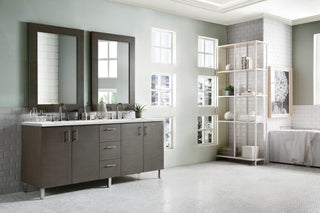 72 Inch Metropolitan Dual Mount Vanity in Silver Oak / Ethereal Noctis Top