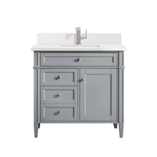 36 Inch Brittany Freestanding Vanity in Urban Gray / White Zeus Top