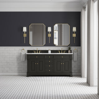 72 Inch Brookfield Freestanding Vanity in Black Onyx / White Zeus Top