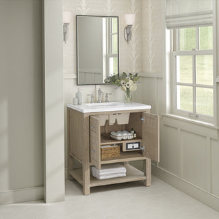 30 Inch Breckenridge Freestanding Vanity in Whitewashed Oak / White Zeus Top
