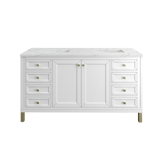 60 Inch Chicago Freestanding Vanity in Glossy White / Ethereal Noctis Top