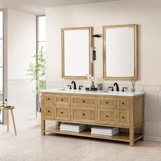 72 Inch Breckenridge Freestanding Vanity in Light Natural Oak / White Zeus Top