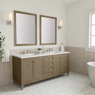 72 Inch Chicago Freestanding Vanity in Walnut Whisper / Lime Delight Top