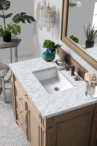 36 Inch Bristol Freestanding Vanity in Whitewashed Walnut / Carrara White Top