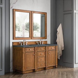 60 Inch Bristol Freestanding Vanity in Saddle Brown / Parisien Bleu Top
