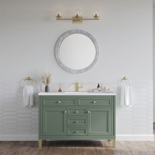 48 Inch Chicago Freestanding Vanity in Smokey Celadon / White Zeus Top